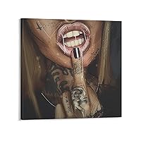 Sexy Lips Girl Tattoos Beautiful Art Cool Posters Canvas Art Poster and Wall Art Picture Print Modern Family Bedroom Decor Posters 24x24inch(60x60cm)