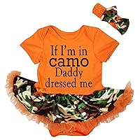 Petitebella If I'm in Camo Daddy Dressed Me Baby Dress Nb-18m