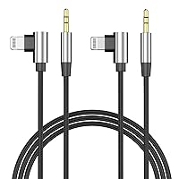 [Apple MFi Certified] 90 Degree Aux Cord for iPhone, 2 Pack 3.3ft Braided iPhone Aux Cord for Car Home Stereo, Speaker, Headphone Compatible for iPhone 14 13 12 11 XS XR X 8 7 6 iPad, Support iOS 16