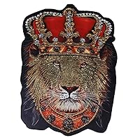 Big Crown Lion King Head Patches Sequin Print Motifs Large Fabric Animal Sew on Big T-Shirt Jacket Accessories 1pc TH1895