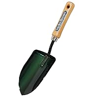 Japanese Garden Shovel Small Portable Hand Tool for Digging and Transplanting, Heavy Duty Japanese Steel Wood Handle, Made in Japan, Soil Scoop Tool, Black