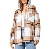 Beaully Women's 2024 Fall Clothes Plaid Shacket Jacket Long Sleeve Button Down Flannel Shirts Fashion Jacket