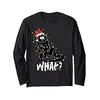 Funny Black Cat Gift Pushing Christmas Tree Over Cat What? Long Sleeve T-Shirt