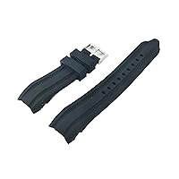 22mm Waterproof Black Silicone Rubber Curved End Dive Watch Band Strap