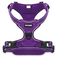 Voyager Dog Harness Dual Leash Attachment No-Pull Control Adjustable Soft but Strong Pet Harness for Medium and Large Dogs with 3M Reflective Technology - Purple Lattice, S (Chest: 16 - 20