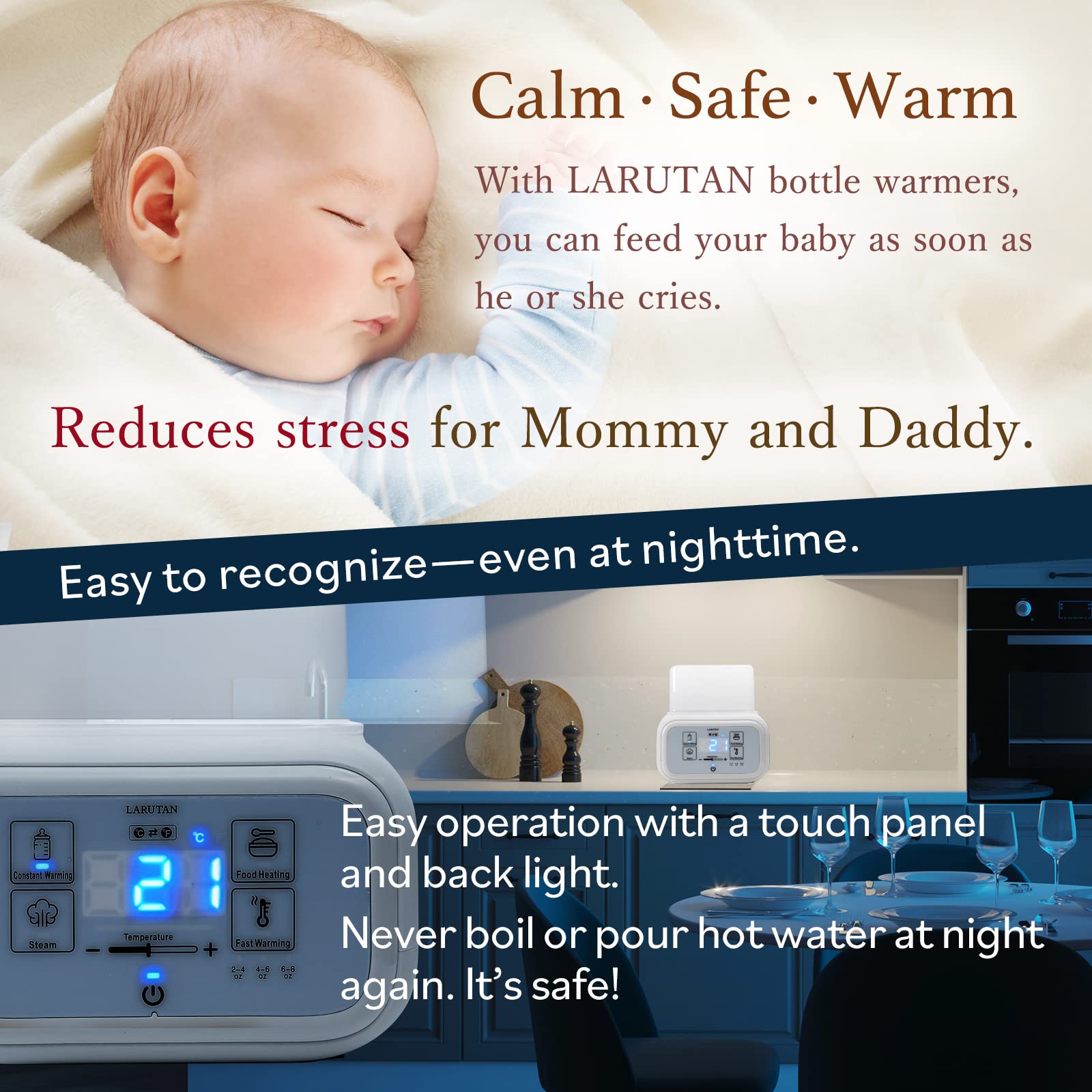 Baby Bottle Warmer Milk Pot LARUTAN 9in1 Baby Food Warmer (White)