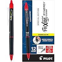 PILOT, FriXion Synergy Clicker Erasable, Refillable, Retractable Gel Ink Pens, Extra Fine Point 0.5 mm, Pack of 12, Red Ink