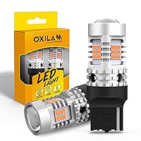 OXILAM 7440 LED Bulbs Amber Yellow 4000LM for Turn Signal Lights with Build-in Load Resistor CANBUS Error Free T20 7440NA 7441 W21W WY21W Blinker Bulb Replacement (2PCS)