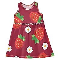 Cute Sweet Strawberry Red Girls Dress Kids Toddler Casual Dresses Summer Dresses 2T