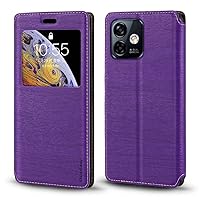 for Ulefone Note 16 Pro Case, Wood Grain Leather Case with Card Holder and Window, Magnetic Flip Cover for Ulefone Note 16 Pro (6.52”) Purple