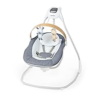 Ingenuity SimpleComfort Compact Soothing Swing, Rotating Toy Bar, Rotating Seat, 6 Speeds, for Ages 0-9 Months, Up to 20 Pounds - Chambray