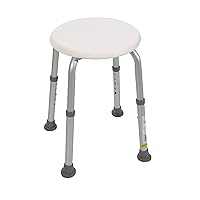 Round Bath Stool for Compact Showers and Tubs, Height Adjustable, White