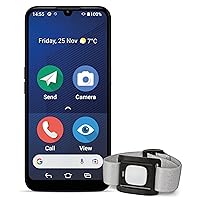 Doro 8200 Senior SmartPhone Inclusive Alarm Button, Emergency Call Bracelet with GPS, 4G Seniors Smartphone without Contract, Noru Button, Triple Camera, Android 12 Go, 64 GB Memory, Hearing Aid