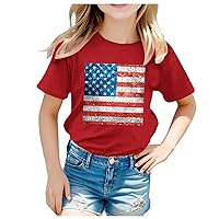 4th of July Shirt for Toddler Boy Girl Patriotic Print Tops Tee Fashion Short Sleeve Crewneck Independence Day Shirts Unisex