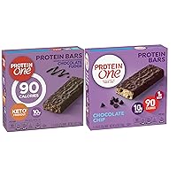 Chocolate Fudge and Chip Protein One 90 Calorie Bar, Keto Friendly, 5 per box (1 Each) Simplycomplete Bundle For Kids Snack, Value Pack Snacking at Home Gym Hiking School Office or with Friends Family