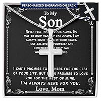 To My Son Cross Necklace From Mom, Our Son Gift Necklace For Boys, We Love You Necklace Gift For Son On Graduation Birthday Christmas, Anniversary Congratulations Grad, Senior Gift Necklace For Him
