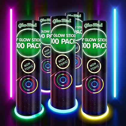500 Ultra Bright Glow Sticks Bulk - Glow in The Dark Party Supplies Pack - 8