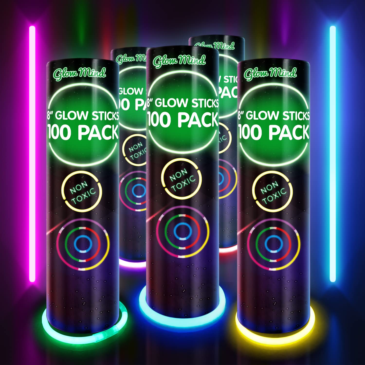 500 Ultra Bright Glow Sticks Bulk - Glow in The Dark Party Supplies Pack - 8