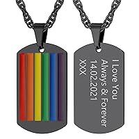 GOLDCHIC JEWELRY Pride Necklace LGBT Tag, Stainless Steel Rainbow Equal Jewelry Gift for Lesbian Bisexual Transgender Queer