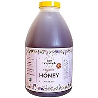 Certified Organic Raw Wildflower Honey 0.5 Gallon (6 lbs) Jug by Bee Seasonal Non-GMO, Kosher, Unpasteurized, Unfiltered