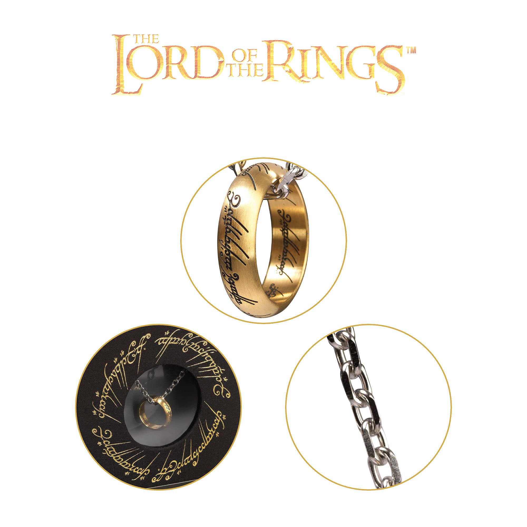 The Noble Collection The Lord of The Rings The One Ring - Anodised Stainless Steel One Ring on 24in (61cm) Chain - Officially Licensed Film Set Movie Props Jewellery Gifts