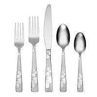 Quadratic 20 Piece Everyday Flatware, Service for 4, 18/0 Stainless Steel, Silverware Set, 3.6 x 6.3 x 10.3 inches