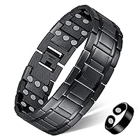 Feraco Magnetic Bracelets for Men, Titanium Steel Bracelets with 3X Ultra Strenth Neodymium Magnets, Adjustable Health Gift with Sizing Tool