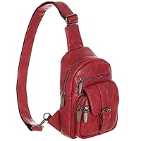 Crossbody Fanny Packs for Women, Sling Purse Leather Small Belt Bag, Stylish over the Shoulder Fanny Pack for Men Travel, Gifts for Her(Fashion-Red)