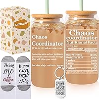 Thank You Gifts for Women, Boss, Coworker, Manager, Office, Teacher, Nurse, Her, Administrative Professional Day Gifts - Chaos Coordinator Gifts, Birthday Boss Lady Gifts for Women, 16 Oz Can Glass