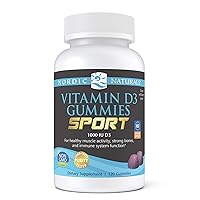 Nordic Naturals Vitamin D3 Gummies Sport, Wild Berry - 120 Gummies - 1000 IU Vitamin D3 - NSF Certified - Healthy Bones, Mood & Immune System Function - Non-GMO - 120 Servings