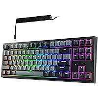 TECWARE Phantom+ Elite 87 Key RGB Mechanical Gaming Keyboard, LED Backlit, Wired and Wireless, 3 Mode Connectivity, Black Elite Wraith Pink
