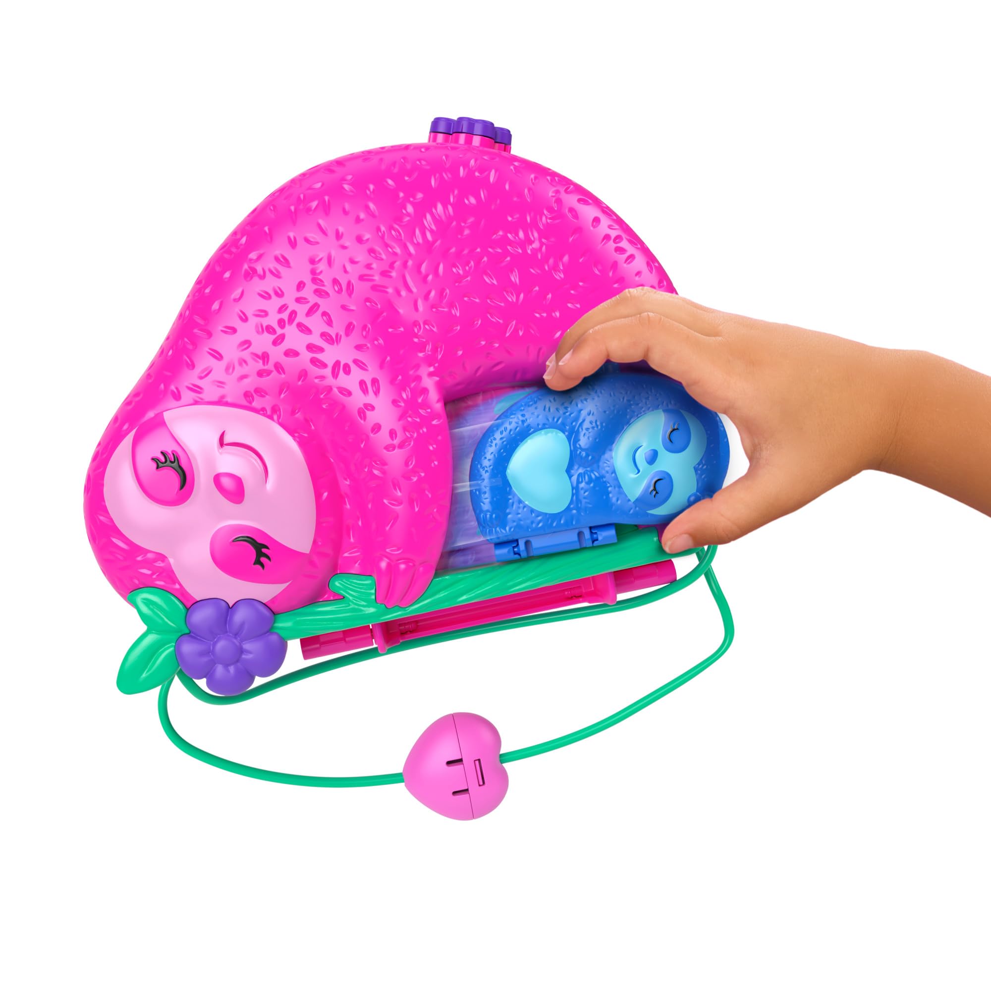 Polly Pocket Playset and Travel Toy with 2 Micro Dolls, Animal Toy, Sloth 2-in-1 Purse Compact