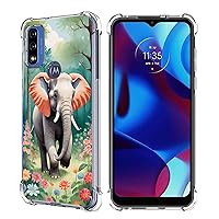 Case for Moto G Pure/Moto G Power 2022/G Play 2023,Elephant Colorful Flowers Forest Drop Protection Shockproof Case TPU Full Body Protective Scratch-Resistant Cover for Motorola Moto G Pure