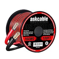 16Gauge 100FT Electrical Wire Cable Flexible Wire Extension Cord 16AWG Copper Clad Aluminum Copper Wire 2 Conductors Red Black Parallel Wire line Hookup LED Lighting Strips 12V/24V DC Cable