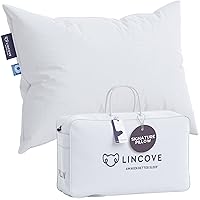 Lincove Signature 100% Natural Canadian White Down Luxury Sleeping Pillow - 800 Fill Power, 500 Thread Count Cotton Shell, Made in Canada, King - Medium, 1 Pack