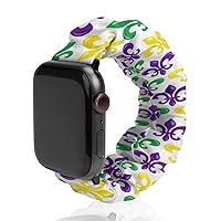 Mardi Gras Fleur De Lis Watch Band Compitable with Apple Watch Elastic Strap Sport Wristbands for Women Men