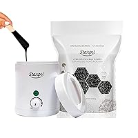 Starpil Wax 1000g Black Hard Wax Beads and Mini Wax Warmer 4oz – Professional Hair Removal Kit with Stripless Wax Beans and Adjustable Temperature Pot