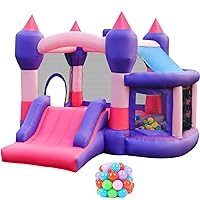 RETRO JUMP Bouncy House for Kids Outdoor, Kids Bounce House, Inflatable Bounce House with Blower, Bouncing Ball Pit & Basketball Rim, Ocean Balls, Stakes, Repair Kits, Storage Bag Included