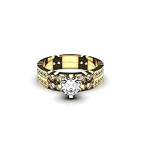Round Natural Diamond Engagement Wedding Ring For Women And Girls