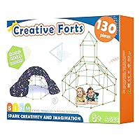 Tiny Land Kids-Fort-Building-Kit-130 Pieces-Creative Fort Toy for 5,6,7,8 Years Old Boy & Girls-STEM Building Toys DIY Castles Tunnels Play Tent Rocket Tower Indoor & Outdoor