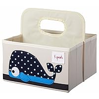 3 Sprouts Baby Diaper Caddy - Organizer Tote Bag for Baby Essentials Boy or Girl - Baby Shower Basket - Nursery Must Haves - Registry Favorites - Newborn Caddie Car Travel, Whale