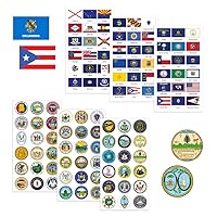 Hygloss Products US State Flags and Seals Stickers for Kids and Teachers, 216 Total Stickers, Includes 2 Sets of All 50 United States Flags and Seals