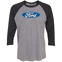 Mens 3/4 Sleeve Ford Oval Raglan Sporty Tee Shirt