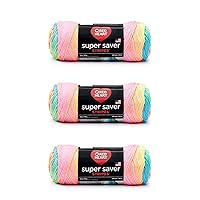 Red Heart Super Saver Yarn, 3 Pack, Retro Stripe 3 Count