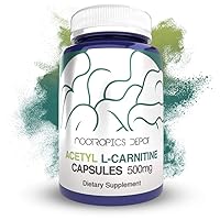 Nootropics Depot Acetyl L-Carnitine Capsules | 500mg | 90 Count | HCL Form | Energy Supplement | Supports Mitochondrial Function | ALCAR HCL