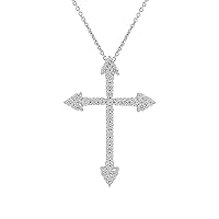 GILDED 1/4 ct. T.W. Lab Grown Diamond (SI1-SI2 Clarity, F-G Color) and Sterling Silver Ornate Cross Pendant with an 18 Inch Spring Ring Clasp Cable Chain