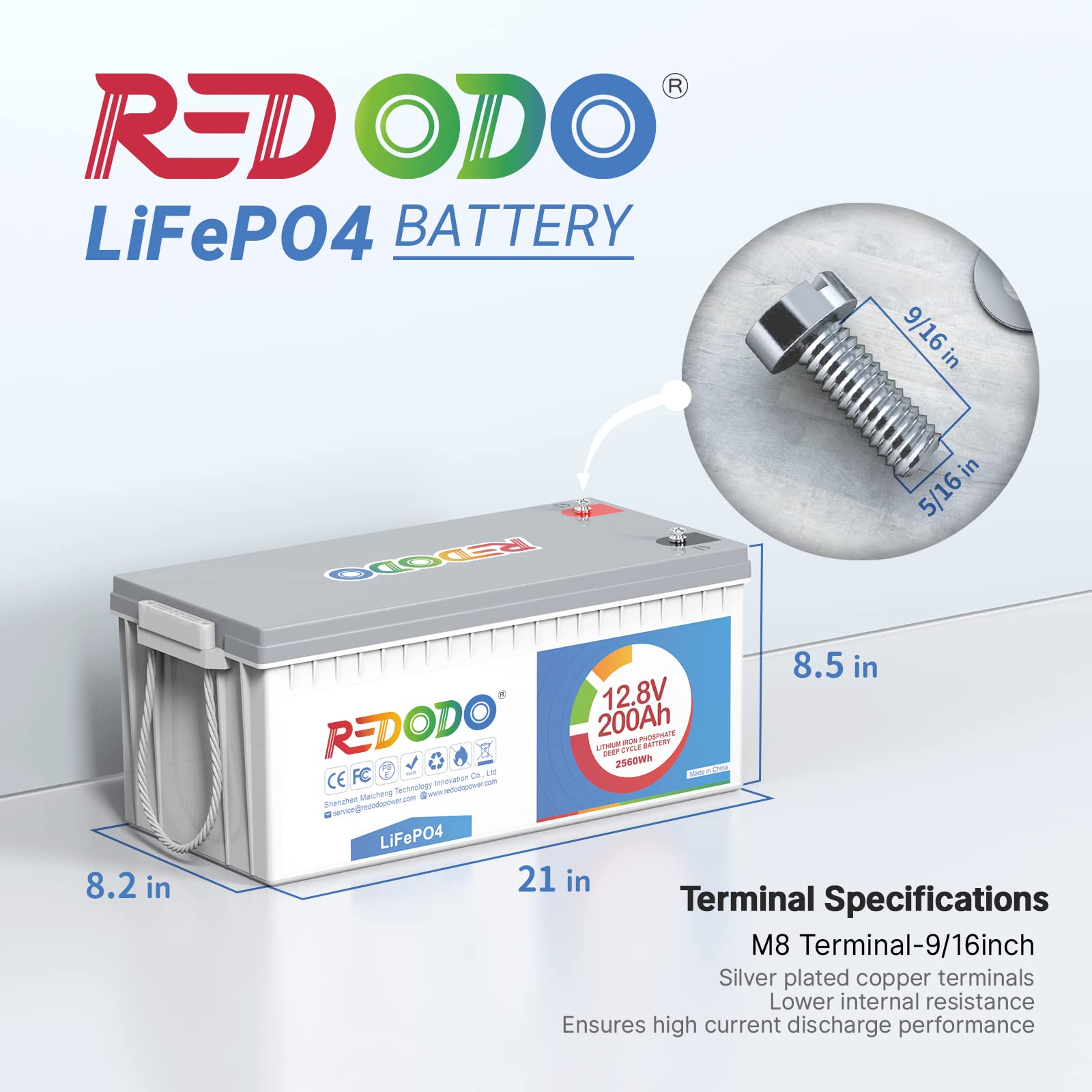 Redodo 12V 200Ah LiFePO4 Battery Lithium Battery with 100A BMS, Rechargeable 4000-15000 Deep Cycles & 10-Year Lifetime, Perfect for RV, Camping, Boats, Trolling Motor, Solar Home System, etc.