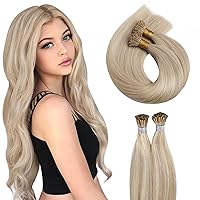 Moresoo Blonde I Tip Hair Extensions Highlighted Itip Human Hair Extnesions Ash Blonde With Bleach Blonde Hair Extensions I Tip Wavy Human Hair Pre Bonded Hair Extensions Blonde 20In 40G 50S #18/613