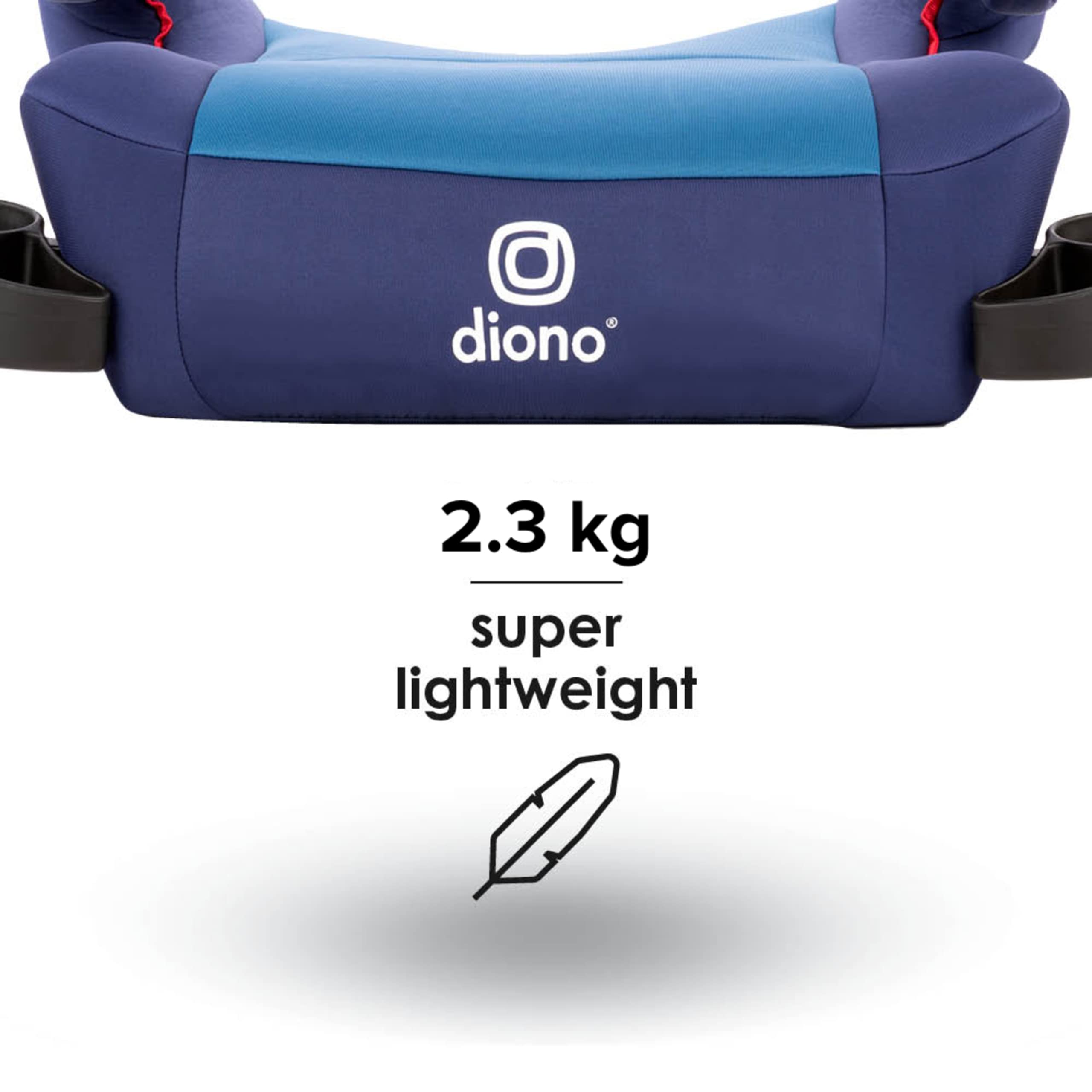 Diono Solana 2 No Latch, XL Lightweight Backless Belt-Positioning Booster Car Seat, 8 Years 1 Booster Seat, Blue