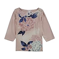 Womens Floral Pullover Blouse, Pink, 1X